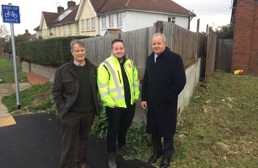 Councillor Leslie Hills at the Chalk Denton demarkation line