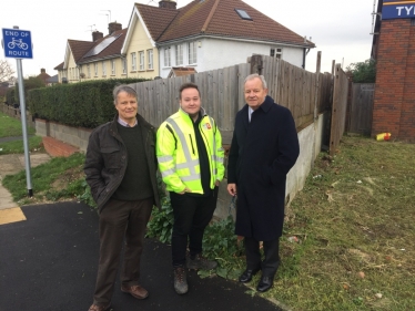 Councillor Leslie Hills at the Chalk Denton demarkation line